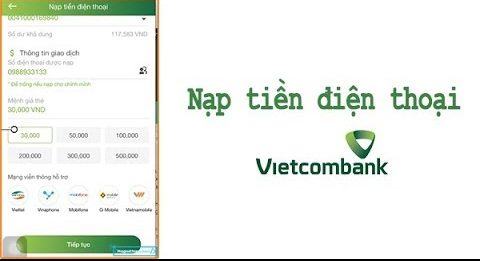 Cách mua thẻ cào card điện thoại, nạp tiền qua Vietcombank