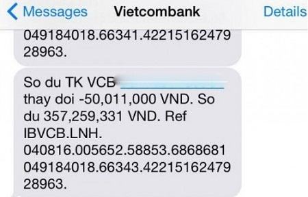 Xem lịch sử giao dịch qua SMS Banking