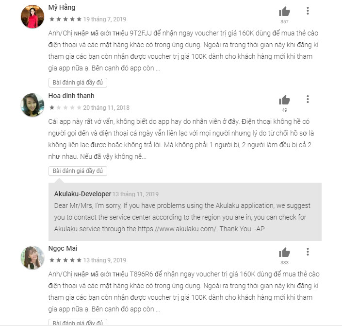 đánh giá về app akulaku