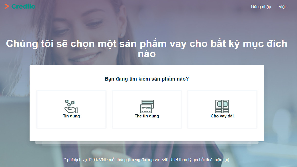Web vay tiền Credilo