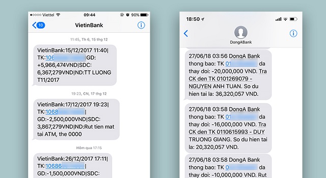 Dịch vụ SMS Banking giúp cho khách hàng kiểm tra số tiền dư dễ dàng