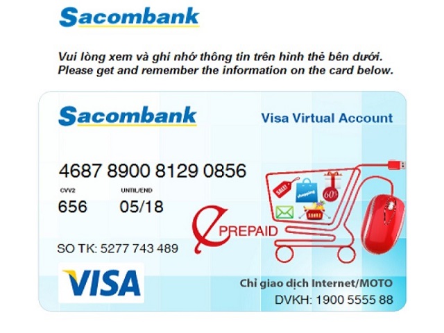 Tạo thẻ thanh toán ảo tại Sacombank đơn giản, nhanh chóng